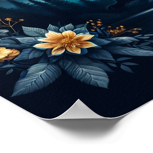 Howling Wolf | Vollmond Ai Art Poster (Ecke)