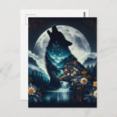 Howling Wolf | Vollmond Ai Art Postkarte (Vorne/Hinten)