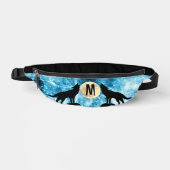 Howling Wolf Vollmond blau schwarz Custom Monogram Bauchtasche (Vorderseite)