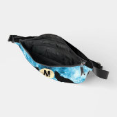 Howling Wolf Vollmond blau schwarz Custom Monogram Bauchtasche (Offen)