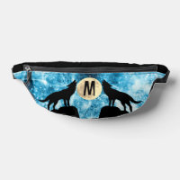 Howling Wolf Vollmond blau schwarz Custom Monogram