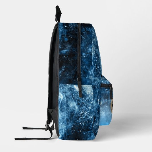 Howling Wolf Vollmond blau schwarz Custom Monogram Bedruckter Rucksack (Links)