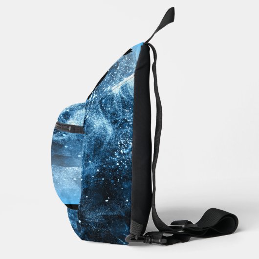 Howling Wolf Vollmond blau schwarz Custom Monogram Crossbody Bag (Rechts)