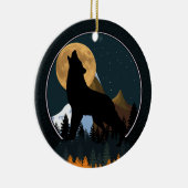 Howling Wolf Vollmond Keramik Ornament (Rechts)