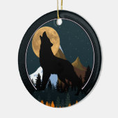 Howling Wolf Vollmond Keramik Ornament (Links)