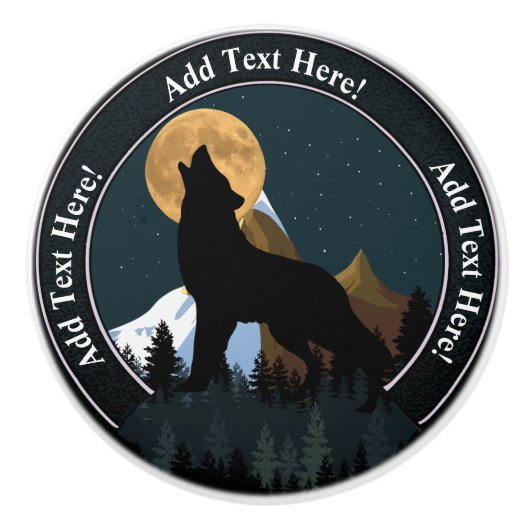 Howling Wolf Vollmond Keramikknauf (Vorderseite)