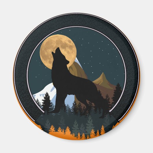 Howling Wolf Vollmond Magnet (Vorne)