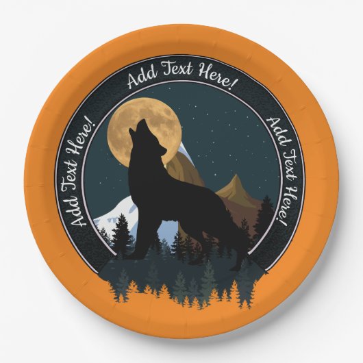 Howling Wolf Vollmond Pappteller (Vorderseite)