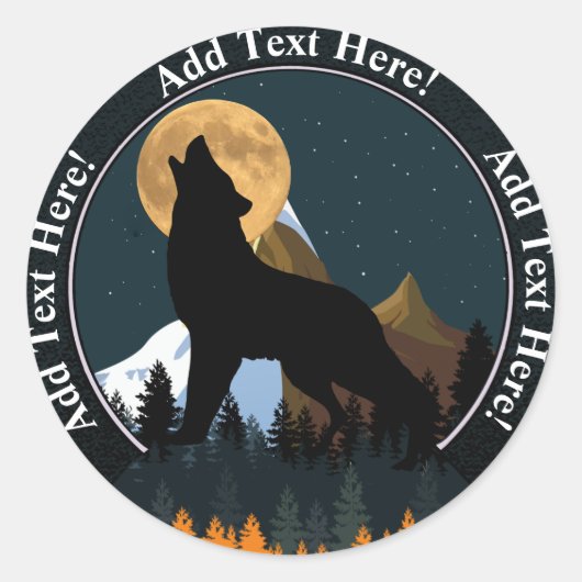 Howling Wolf Vollmond Runder Aufkleber (Vorderseite)