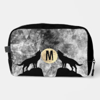 Howling Wolf Vollmond Schwarz-weißes Monogramm