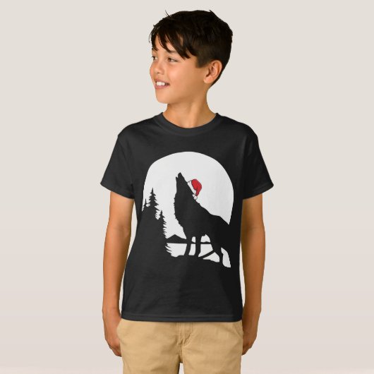 Howling Wolf Weihnachtsmannmütze Weihnachten Pajam T-Shirt (Vorne ganz)