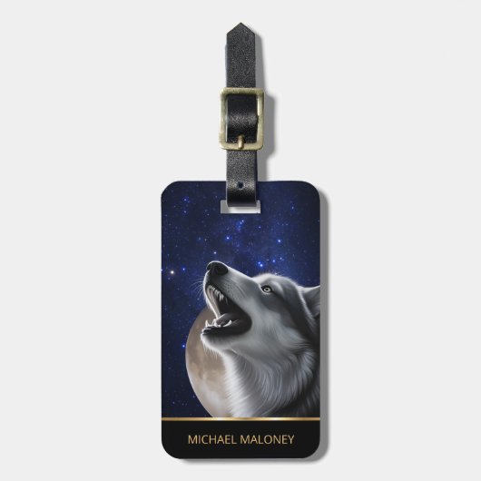 Howling Wolf Wild Animals Foto Gepäckanhänger (Vorderseite vertikal)