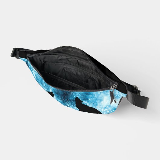 Howling Wolf Winter schneeblauer Individuelle Name Bauchtasche (Offen)