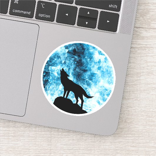 Howling Wolf Winter schneeblauer Rauch Abstrakt Aufkleber (Detail)