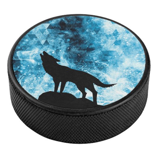 Howling Wolf Winter schneeblauer Rauch Abstrakt Eishockey Puck (3/4)
