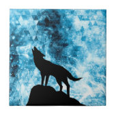 Howling Wolf Winter schneeblauer Rauch Abstrakt Fliese (Vorderseite)