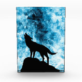 Howling Wolf Winter schneeblauer Rauch Abstrakt Fotoblock (Vorderseite)