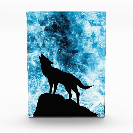 Howling Wolf Winter schneeblauer Rauch Abstrakt Fotoblock (Vorderseite)