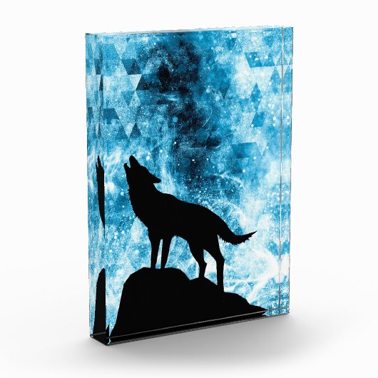 Howling Wolf Winter schneeblauer Rauch Abstrakt Fotoblock (Links)