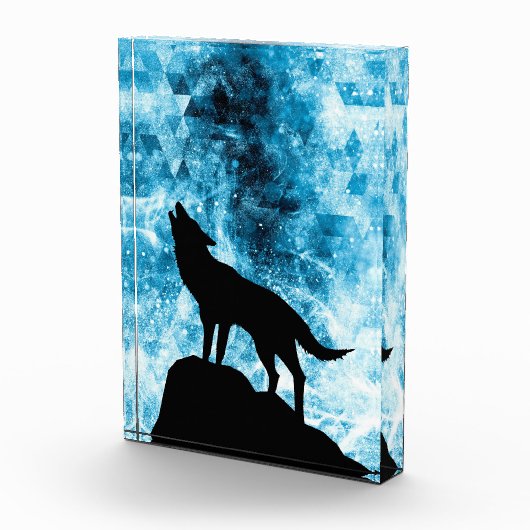 Howling Wolf Winter schneeblauer Rauch Abstrakt Fotoblock (Rechts)
