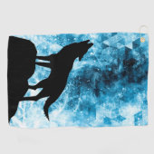 Howling Wolf Winter schneeblauer Rauch Abstrakt Golfhandtuch (Horizontal)