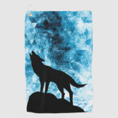 Howling Wolf Winter schneeblauer Rauch Abstrakt Golfhandtuch (Vorderseite)