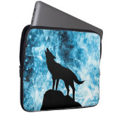 Howling Wolf Winter schneeblauer Rauch Abstrakt Laptopschutzhülle (Vorne Rechts)