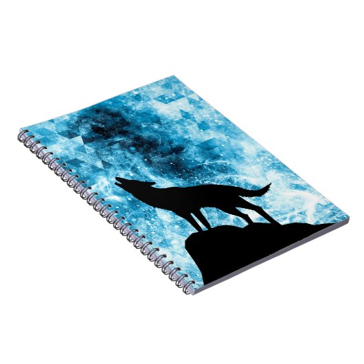 Howling Wolf Winter schneeblauer Rauch Abstrakt Notizblock (Rechte Seite)