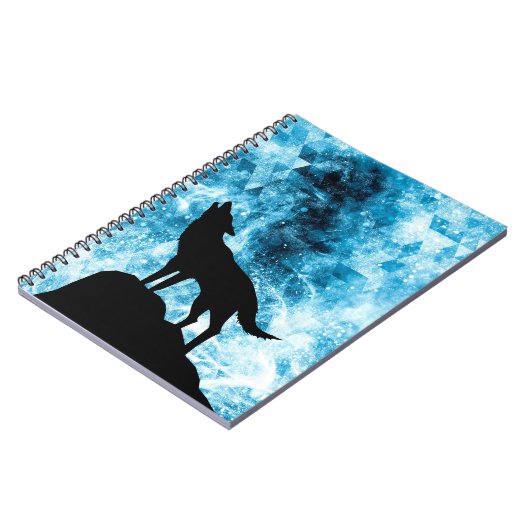 Howling Wolf Winter schneeblauer Rauch Abstrakt Notizblock (Linke Seite)