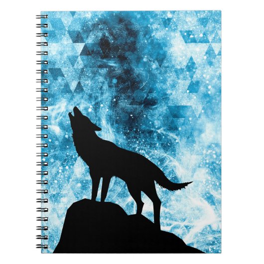Howling Wolf Winter schneeblauer Rauch Abstrakt Notizblock (Vorderseite)