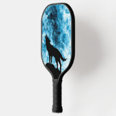 Howling Wolf Winter schneeblauer Rauch Abstrakt Pickleball Schläger (Links)