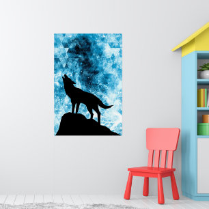 Howling Wolf Winter schneeblauer Rauch Abstrakt Poster