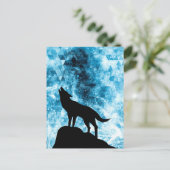 Howling Wolf Winter schneeblauer Rauch Abstrakt Postkarte (Stehend Vorderseite)