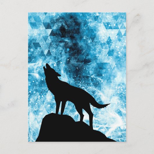 Howling Wolf Winter schneeblauer Rauch Abstrakt Postkarte (Vorderseite)