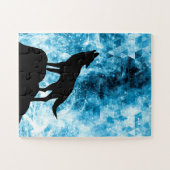 Howling Wolf Winter schneeblauer Rauch Abstrakt Puzzle (Horizontal)