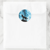 Howling Wolf Winter schneeblauer Rauch Abstrakt Runder Aufkleber (Tasche)
