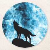 Howling Wolf Winter schneeblauer Rauch Abstrakt Runder Pappuntersetzer (Vorderseite)