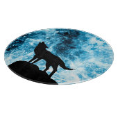 Howling Wolf Winter schneeblauer Rauch Abstrakt Schneidebrett (Ecke)