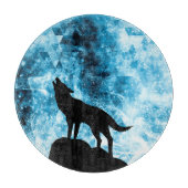 Howling Wolf Winter schneeblauer Rauch Abstrakt Schneidebrett (Vorderseite)