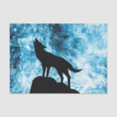 Howling Wolf Winter schneeblauer Rauch Abstrakt Seidenpapier (Vorderseite)