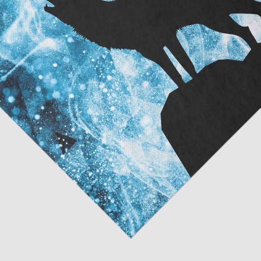 Howling Wolf Winter schneeblauer Rauch Abstrakt Seidenpapier (Ausschnitt)