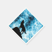 Howling Wolf Winter schneeblauer Rauch Abstrakt Serviette (Ecke)
