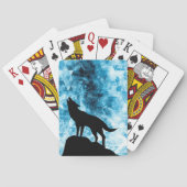 Howling Wolf Winter schneeblauer Rauch Abstrakt Spielkarten (Rückseite)