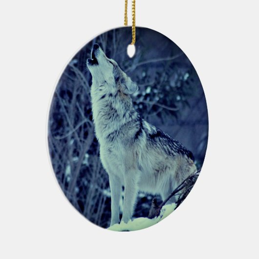 Howling Wolf Winterwald Keramik Ornament (Rechts)