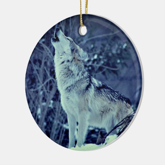Howling Wolf Winterwald Keramik Ornament (Links)
