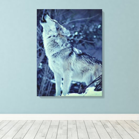 Howling Wolf Winterwald Leinwanddruck (Insitu (Holzboden))