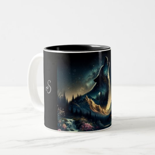 Howling Wolf Zweifarbige Tasse (Vorderseite Links)