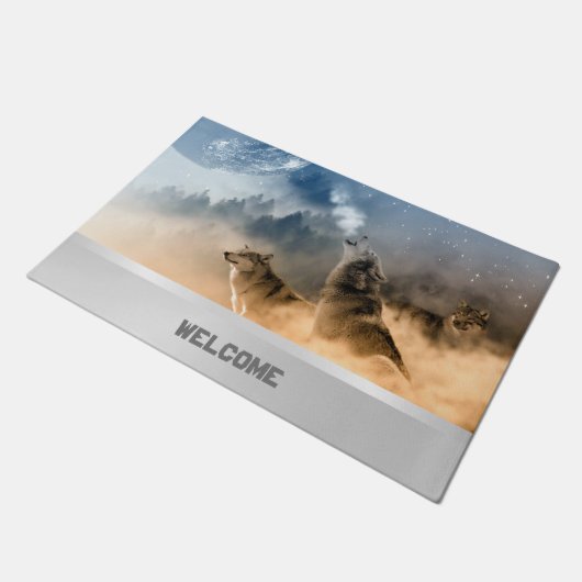 Howling Wolves Doormat Fußmatte (Schrägansicht)