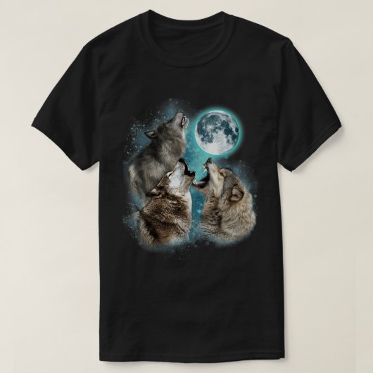 Howling Wolves Full Moon Forest Night Art Tee (Design vorne)