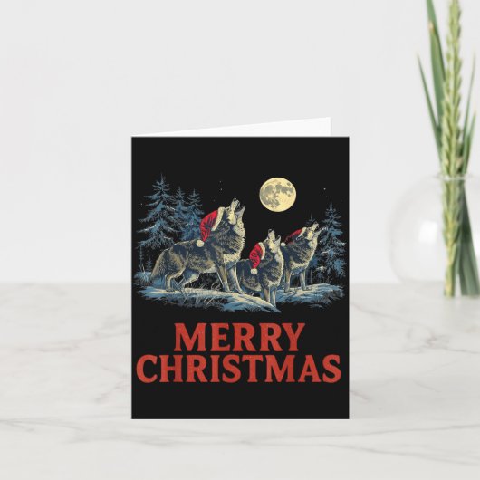 Howling Wolves Merry Christmas Holiday Design Karte (Vorderseite)